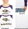 Ultra Game NFL Mens Super Soft Raglan Baseball Long Sleeve T-Shirt| Baltimore Ravens