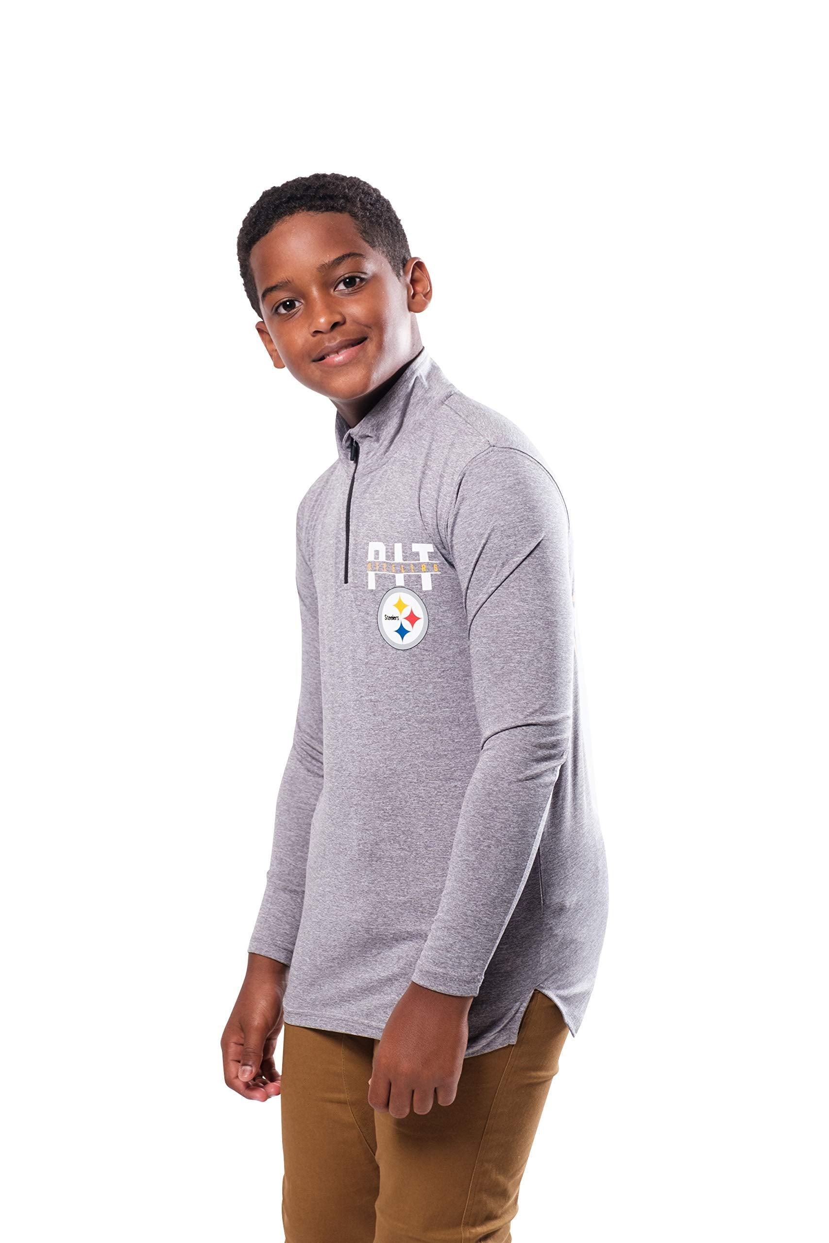 Ultra Game NFL Pittsburgh Steelers Youth Super Soft Quarter Zip Long Sleeve T-Shirt|Pittsburgh Steelers - UltraGameShop