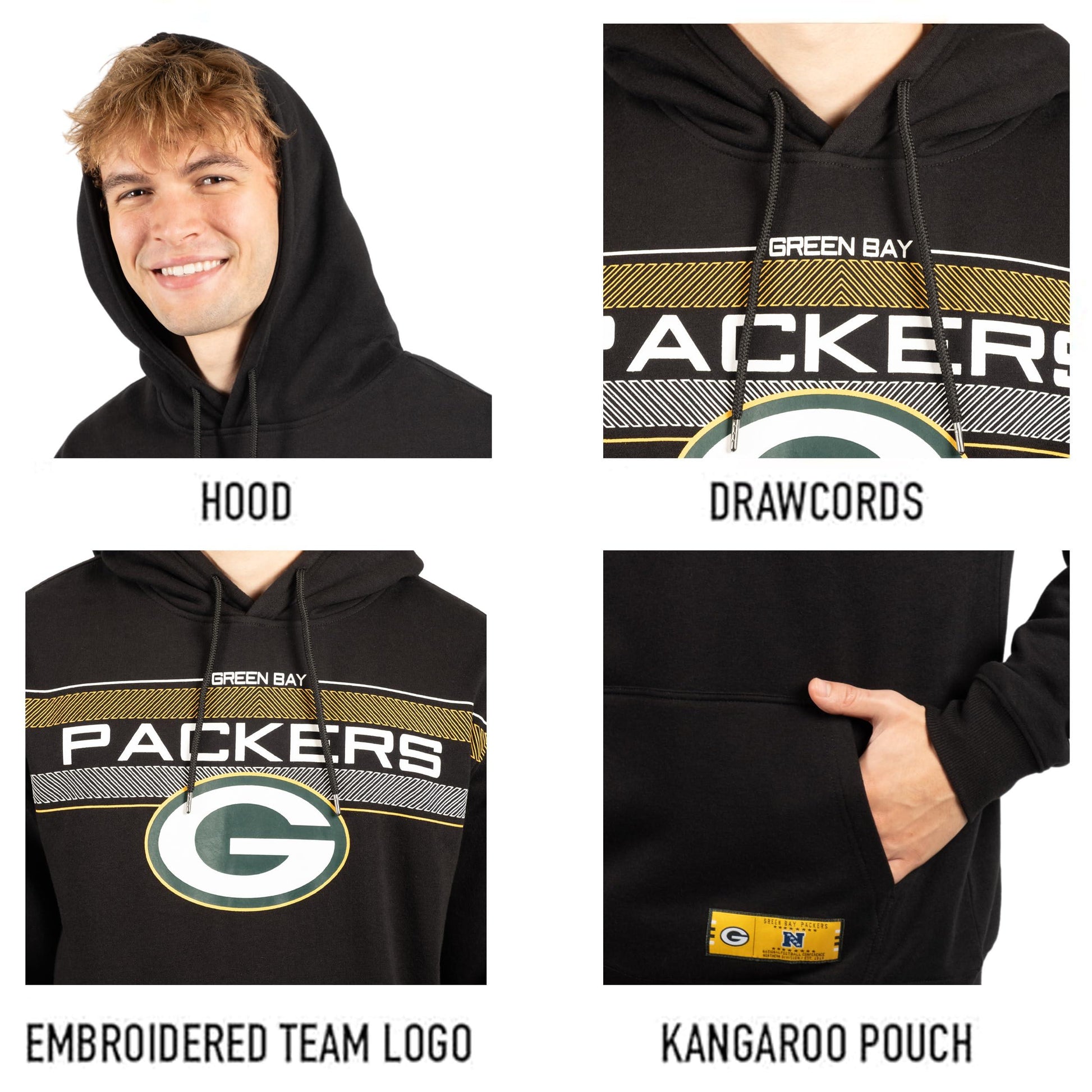 Ultra Game NFL Green Bay Packers Mens Super Soft Supreme Pullover Hoodie Sweatshirt|Green Bay Packers - UltraGameShop