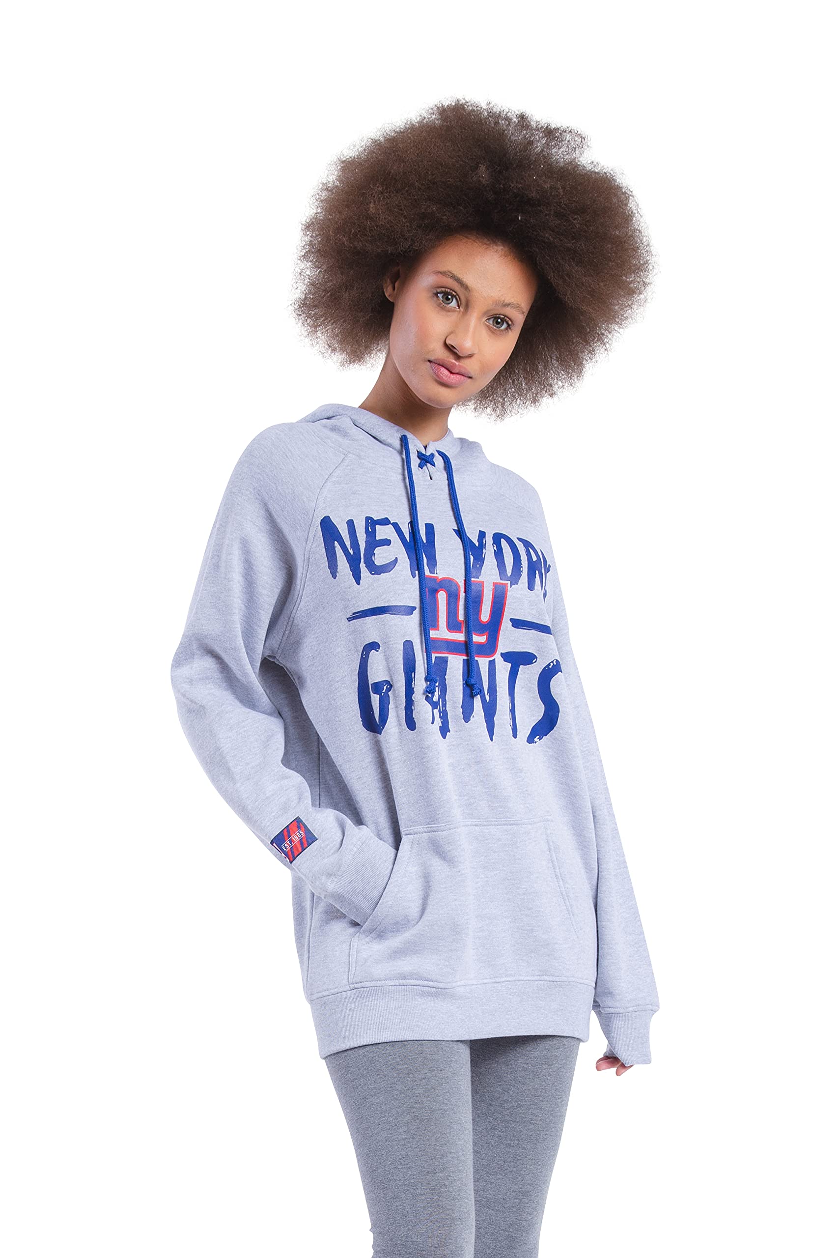 Ultra Game NFL New York Giants Womens Fleece Hoodie Pullover Sweatshirt Tie Neck|New York Giants