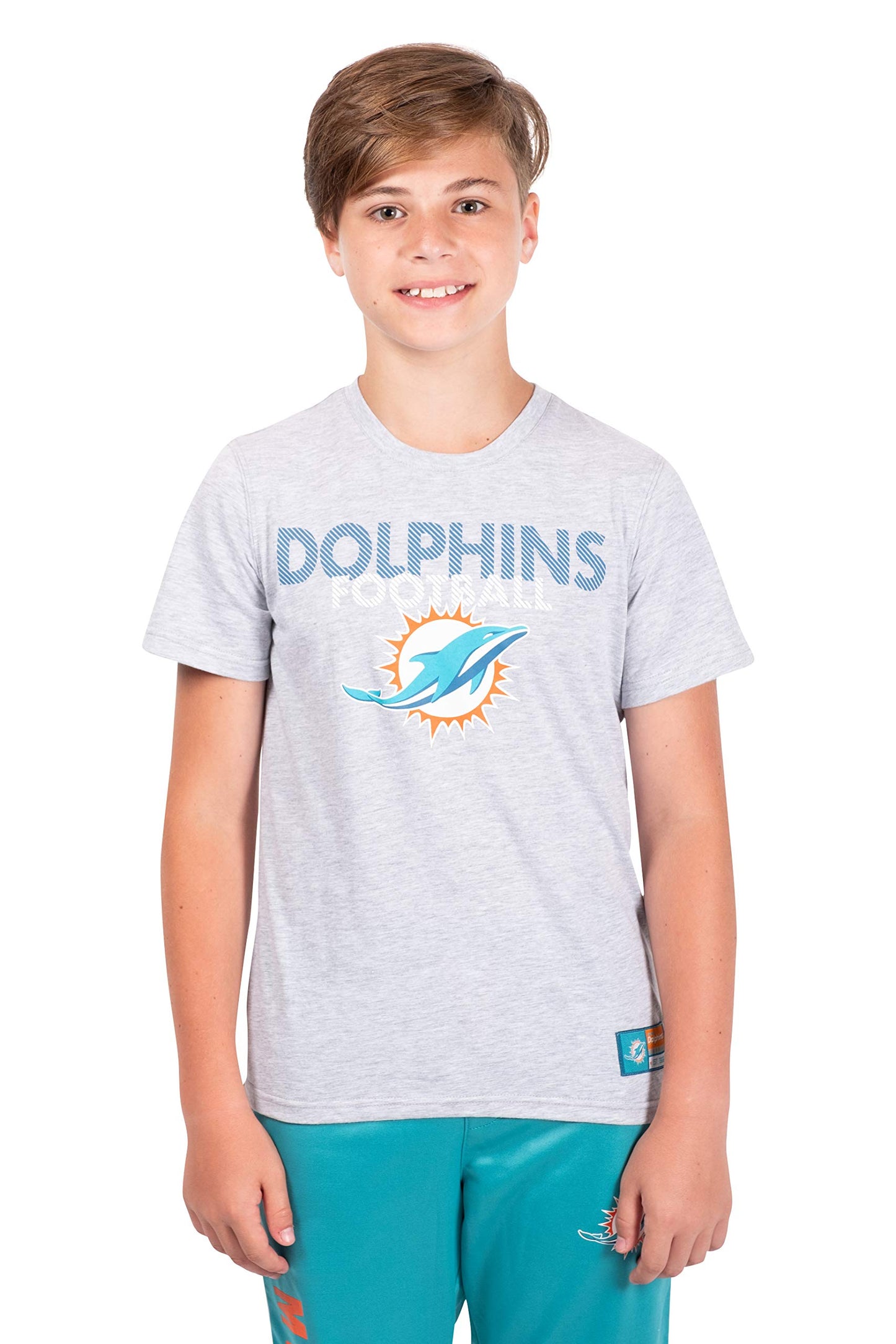 Ultra Game NFL Miami Dolphins Youth Active Crew Neck Tee Shirt|Miami Dolphins - UltraGameShop