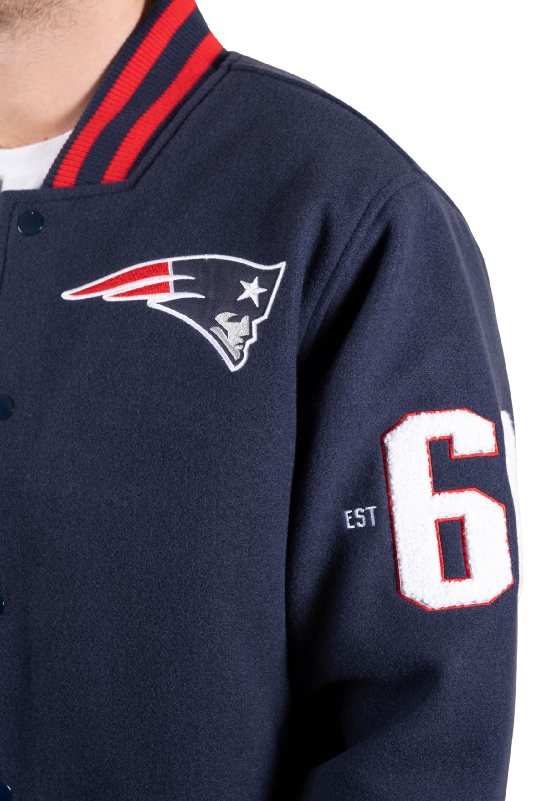 Ultra Game NFL New England Patriots Mens Classic Varsity Coaches Jacket|New England Patriots - UltraGameShop