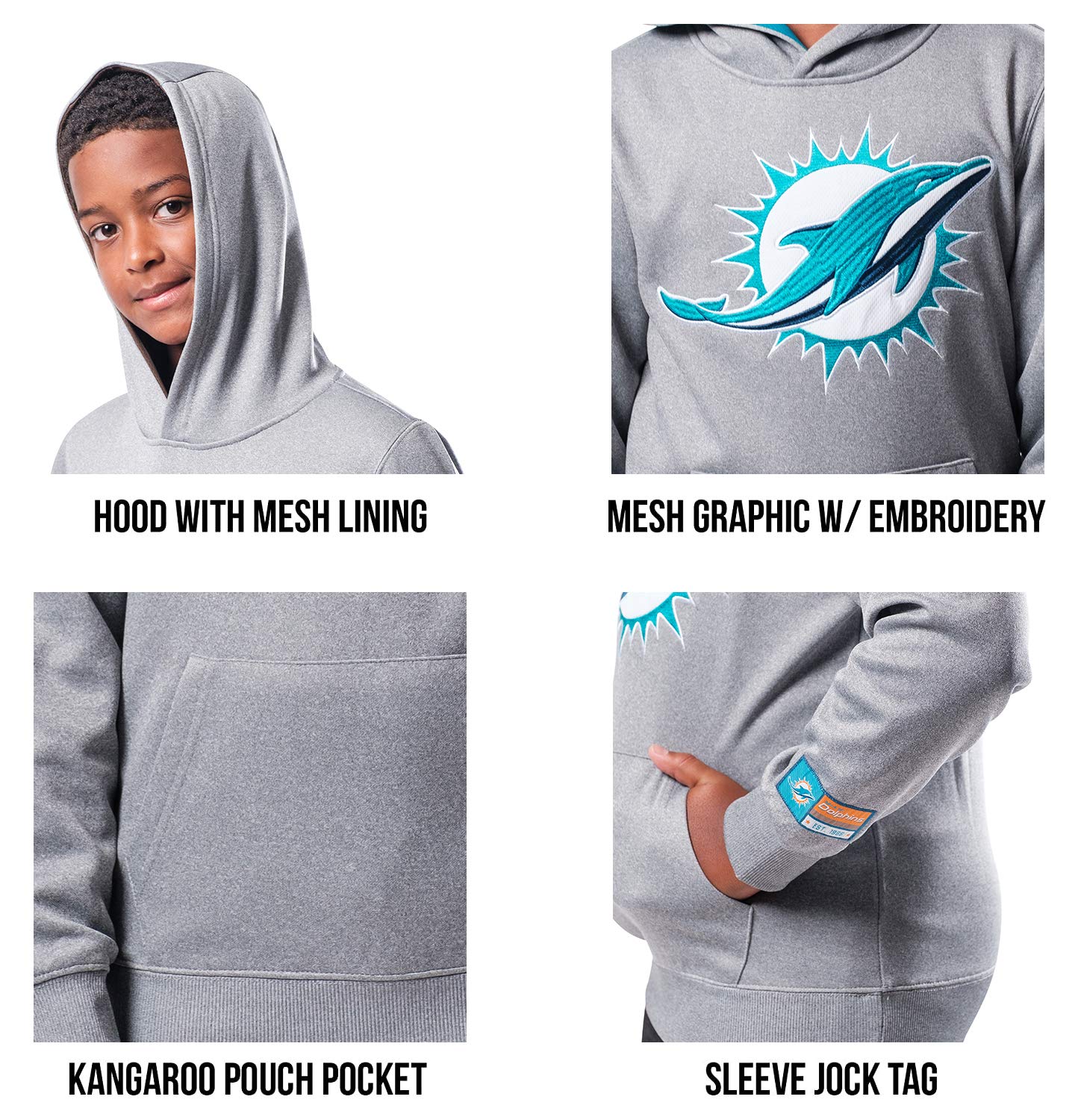 Ultra Game NFL Miami Dolphins Youth Extra Soft Fleece Pullover Hoodie Sweatshirt|Miami Dolphins - UltraGameShop