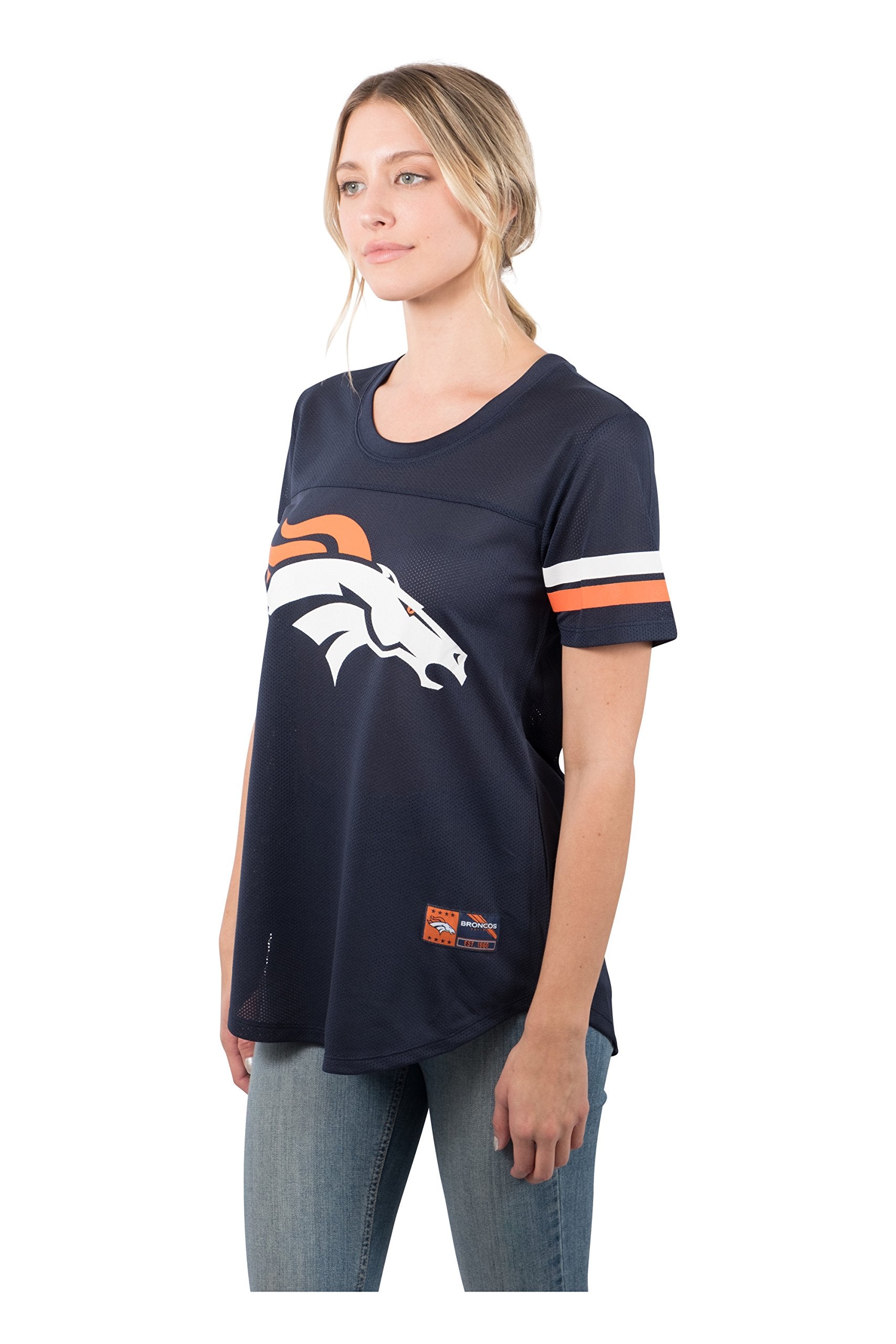 Ultra Game NFL Denver Broncos Womens Soft Mesh Varsity Stripe T-Shirt|Denver Broncos - UltraGameShop