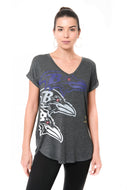 Ultra Game NFL Baltimore Ravens Womens Vintage Stripe Soft Modal Tee Shirt|Baltimore Ravens