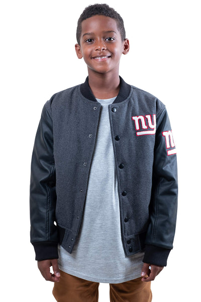 Ultra Game NFL New York Giants Youth Classic Varsity Coaches Jacket|New York Giants