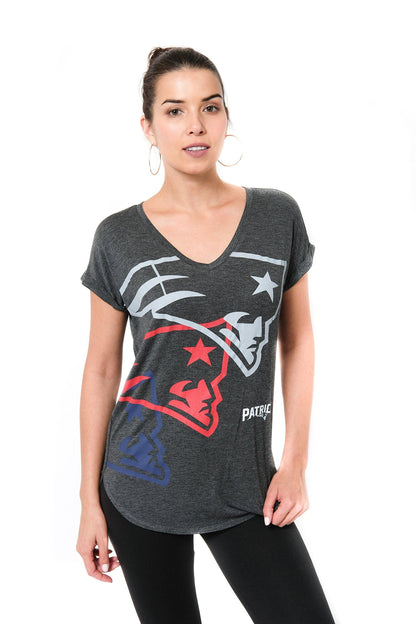 Ultra Game NFL New England Patriots Womens Vintage Stripe Soft Modal Tee Shirt|New England Patriots - UltraGameShop