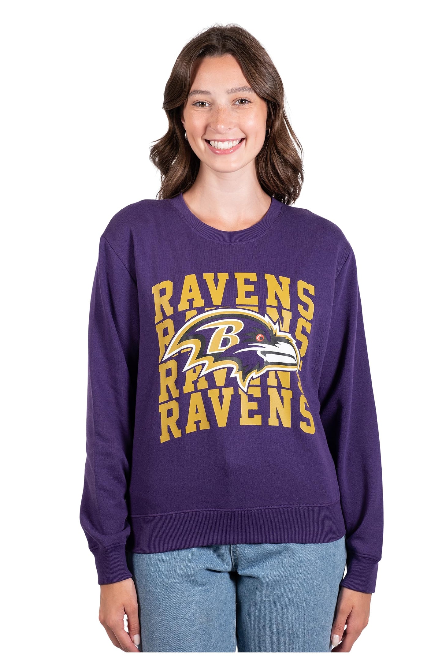 Ultra Game NFL Baltimore Ravens Womens Long Sleeve Fleece Sweatshirt|Baltimore Ravens - UltraGameShop