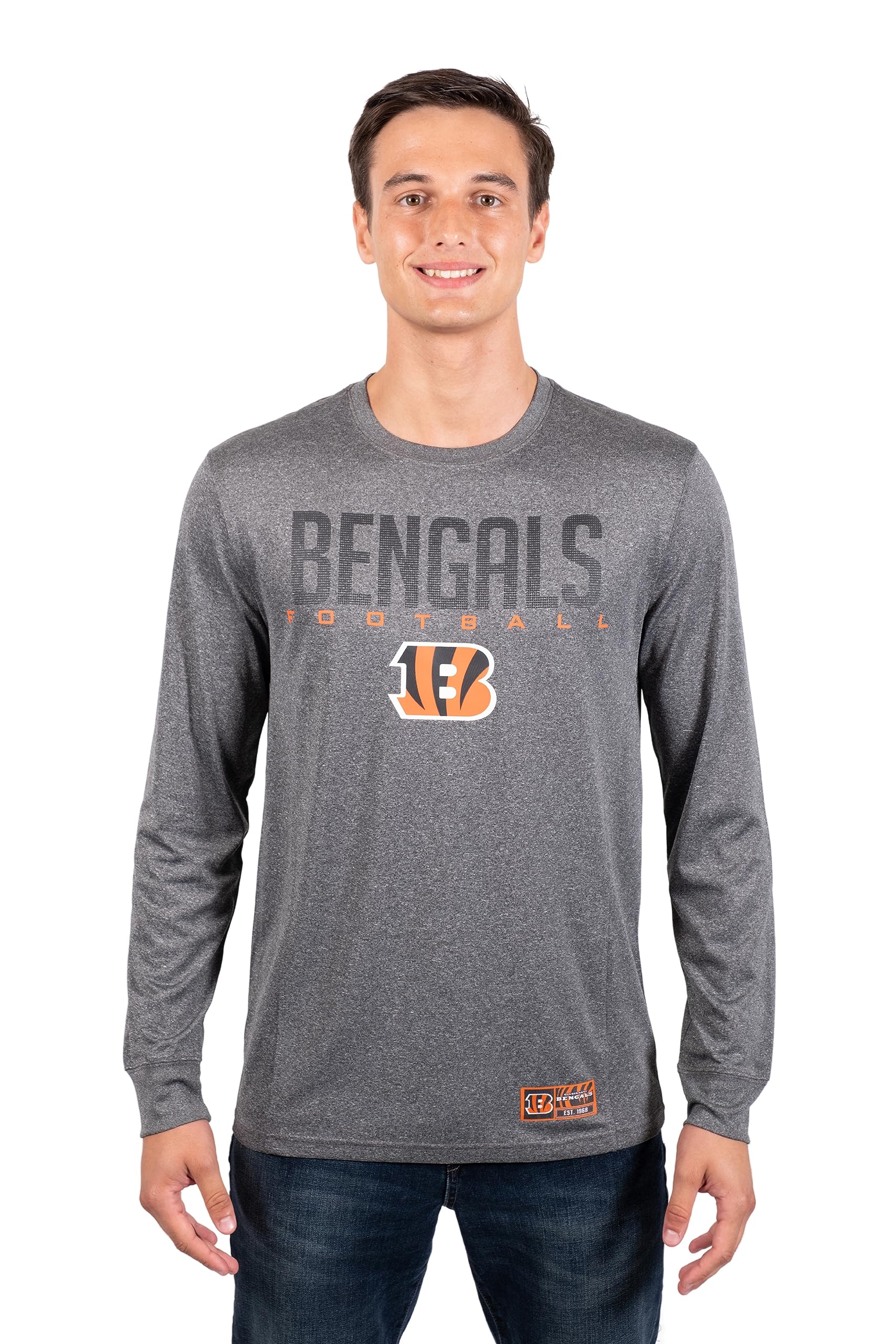 Ultra Game NFL Cincinnati Bengals Mens Active Quick Dry Long Sleeve T-Shirt|Cincinnati Bengals - UltraGameShop