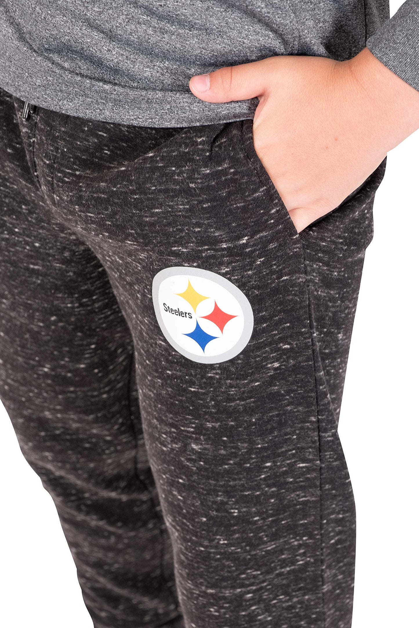 Ultra Game NFL Pittsburgh Steelers Youth Extra Soft Black Snow Fleece Jogger Sweatpants|Pittsburgh Steelers - UltraGameShop