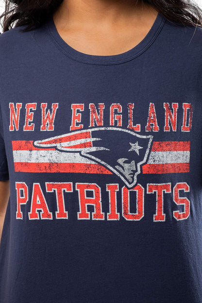 Ultra Game NFL New England Patriots Womens Distressed Graphics Soft Crew Neck Tee Shirt|New England Patriots - UltraGameShop