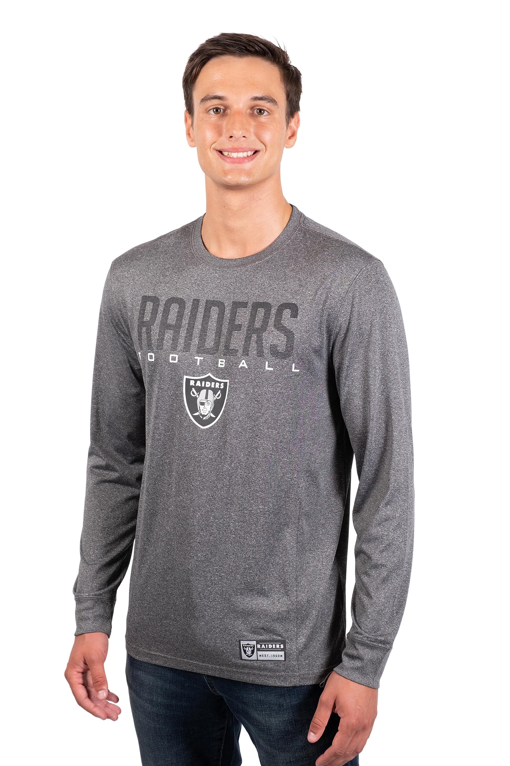 Ultra Game NFL Las Vegas Raiders Mens Active Quick Dry Long Sleeve T-Shirt|Las Vegas Raiders - UltraGameShop