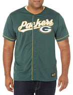 Ultra Game NFL Green Bay Packers Mens Game Day Button Down Baseball Mesh Jersey Shirt|Green Bay Packers