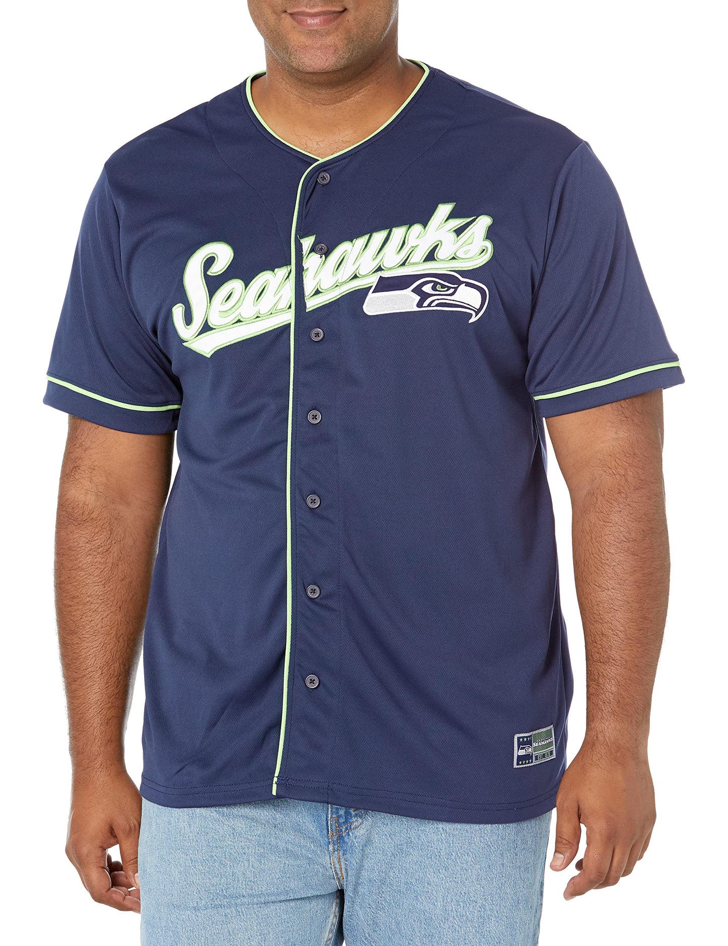 Ultra Game NFL Seattle Seahawks Mens Game Day Button Down Baseball Mesh Jersey Shirt|Seattle Seahawks - UltraGameShop