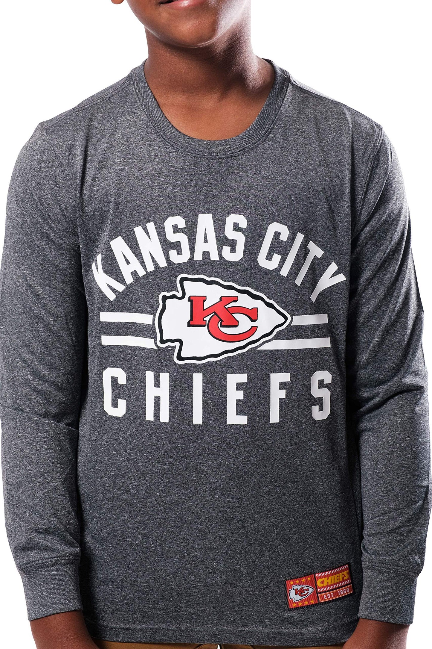 Ultra Game NFL Kansas City Chiefs Youth Super Soft Supreme Long Sleeve T-Shirt|Kansas City Chiefs - UltraGameShop