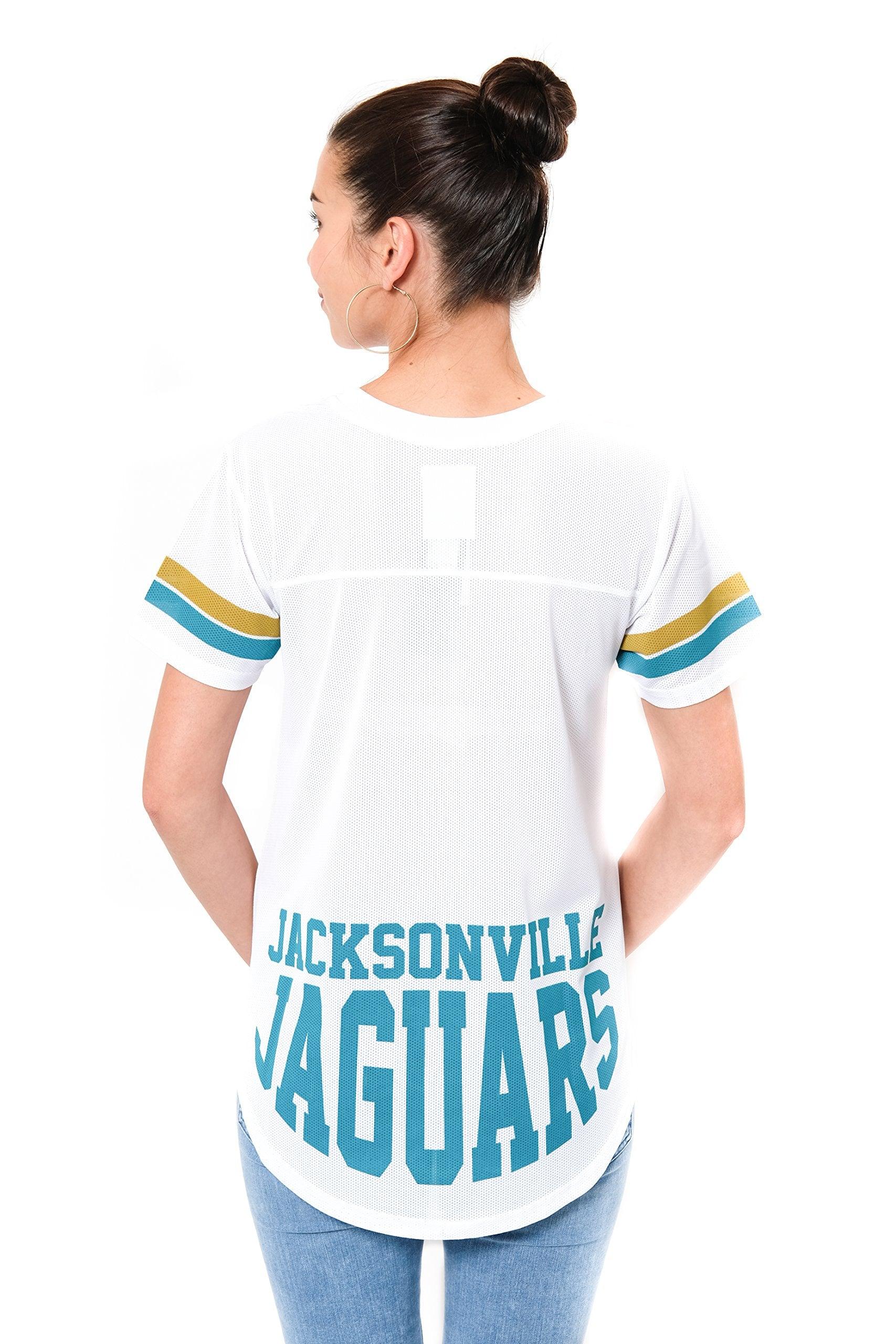 Ultra Game NFL Jacksonville Jaguars Womens Soft Mesh Jersey Varsity Tee Shirt|Jacksonville Jaguars - UltraGameShop