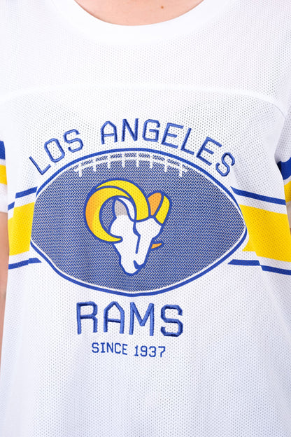 Ultra Game NFL Los Angeles Rams Womens Soft Mesh Jersey Varsity Tee Shirt|Los Angeles Rams - UltraGameShop