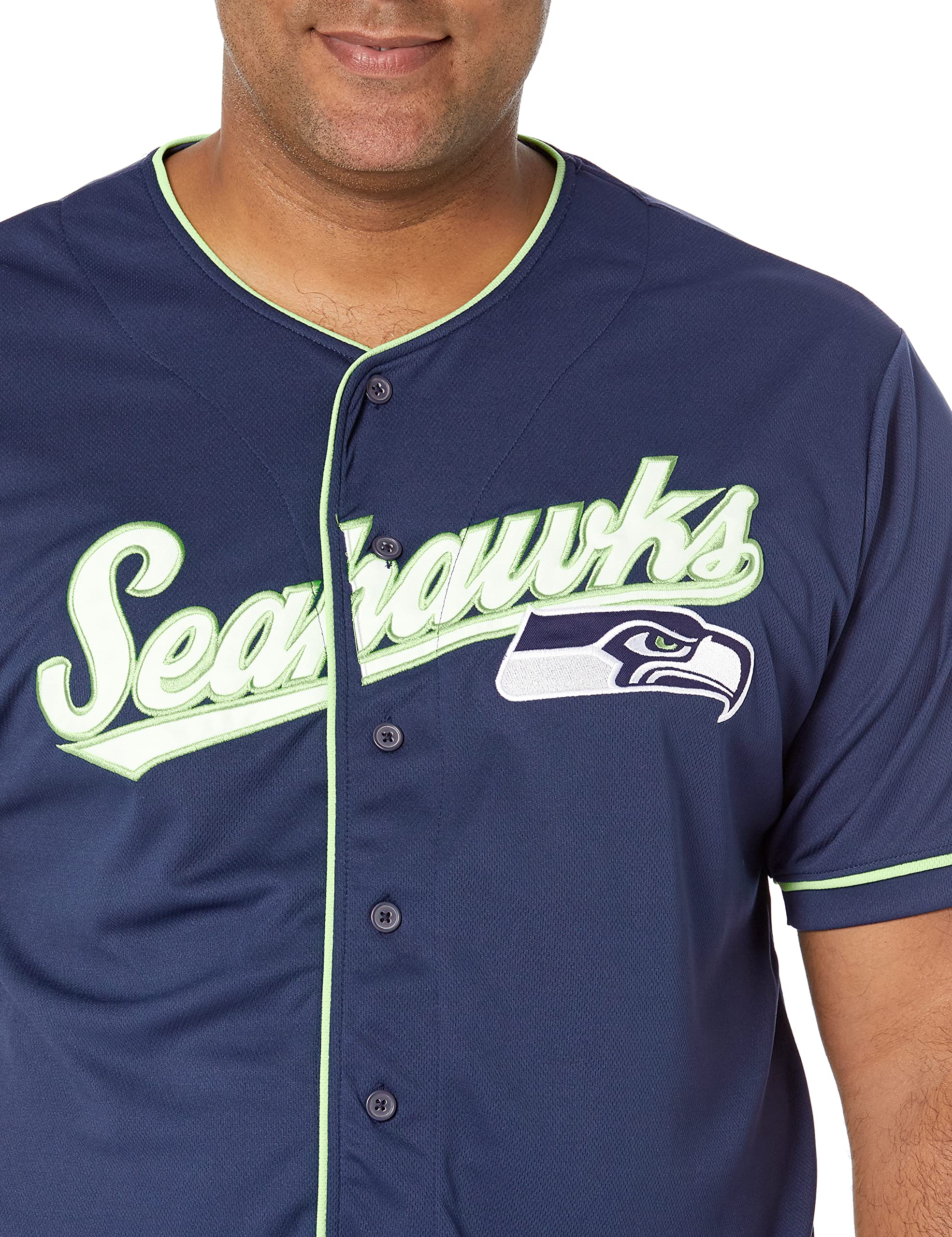Ultra Game NFL Seattle Seahawks Mens Game Day Button Down Baseball Mesh Jersey Shirt|Seattle Seahawks