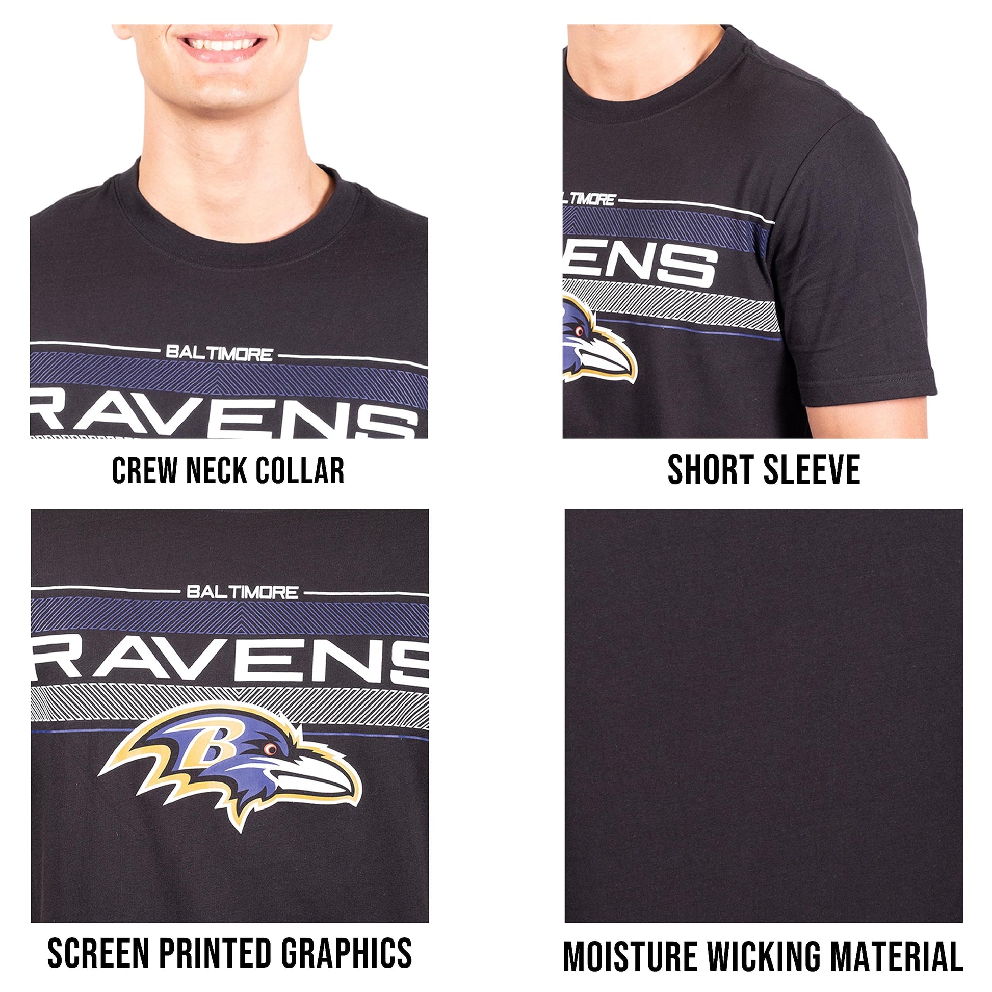 Ultra Game NFL Baltimore Ravens Mens Super Soft Ultimate Game Day Crew Neck T-Shirt|Baltimore Ravens - UltraGameShop