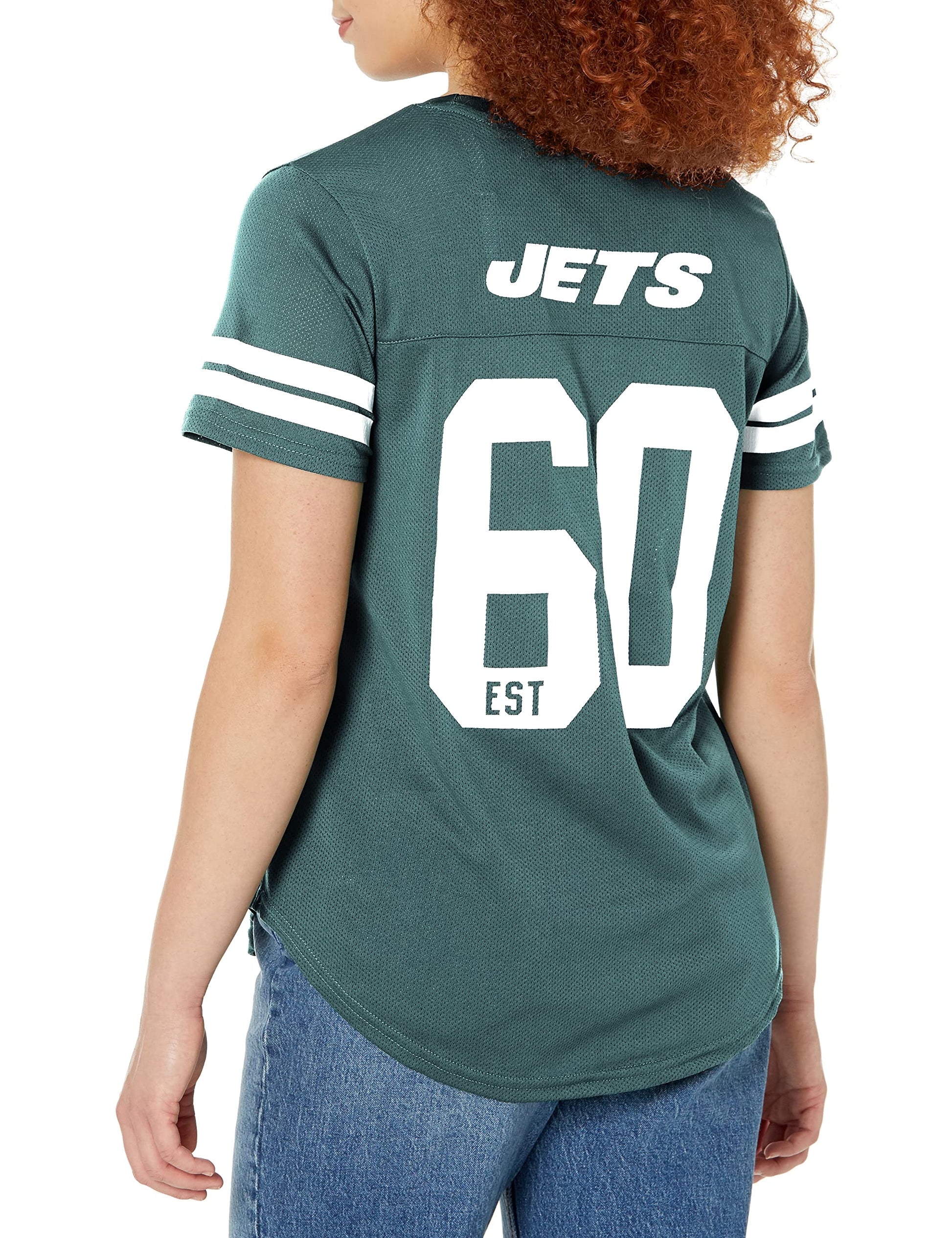 Ultra Game NFL New York Jets Womens Soft Mesh Varsity Stripe T-Shirt|New York Jets - UltraGameShop