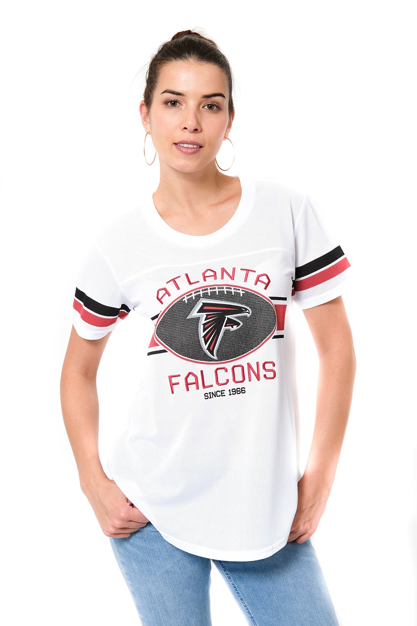 Ultra Game NFL Atlanta Falcons Womens Soft Mesh Jersey Varsity Tee Shirt|Atlanta Falcons - UltraGameShop