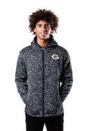 Ultra Game NFL Green Bay Packers Mens Full Zip Fleece Hoodie Letterman Varsity Jacket|Green Bay Packers