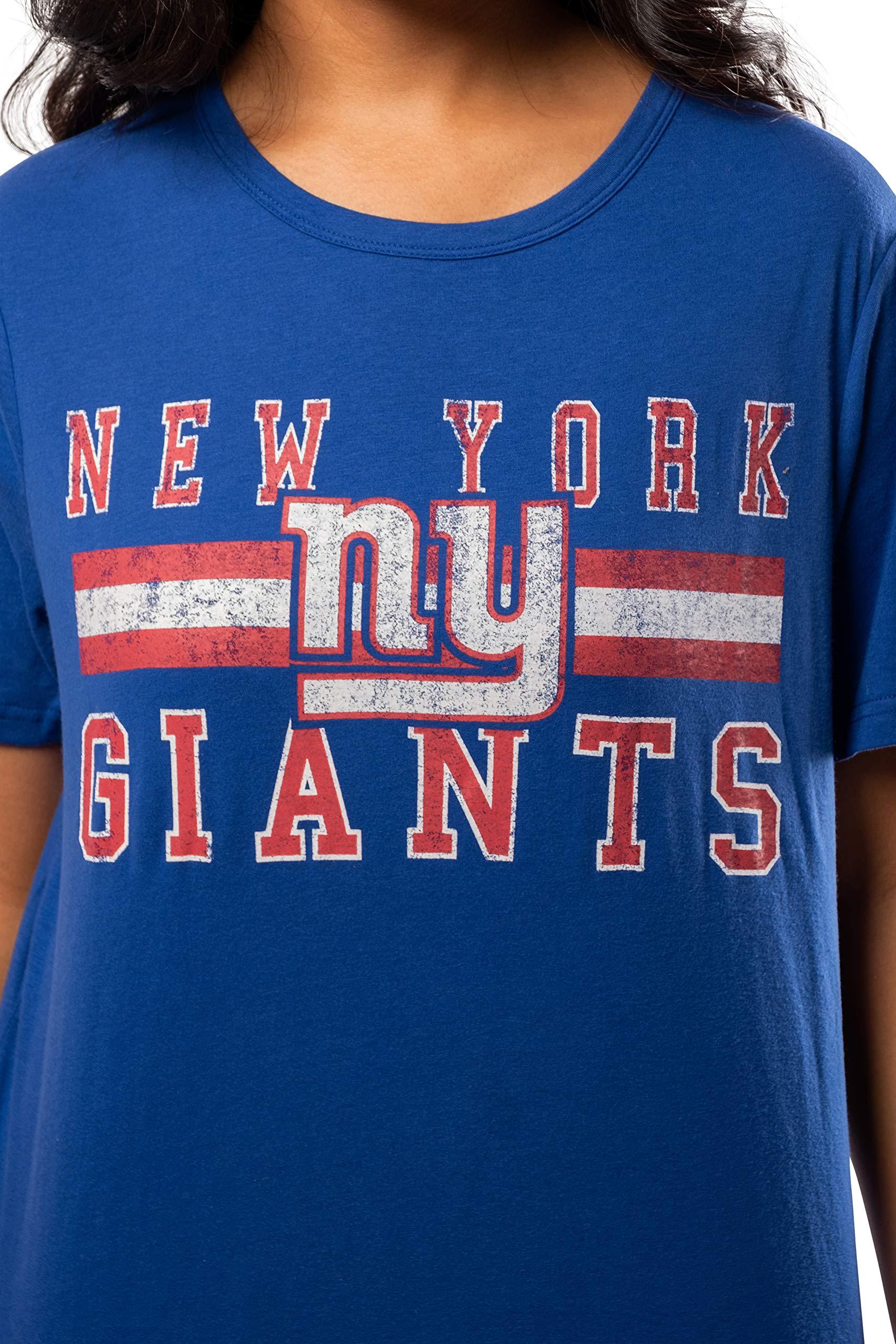 Ultra Game NFL New York Giants Womens Distressed Graphics Soft Crew Neck Tee Shirt|New York Giants - UltraGameShop