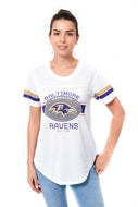 Ultra Game NFL Baltimore Ravens Womens Soft Mesh Jersey Varsity Tee Shirt|Baltimore Ravens
