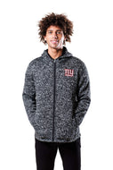 Ultra Game NFL New York Giants Mens Full Zip Fleece Hoodie Letterman Varsity Jacket|New York Giants