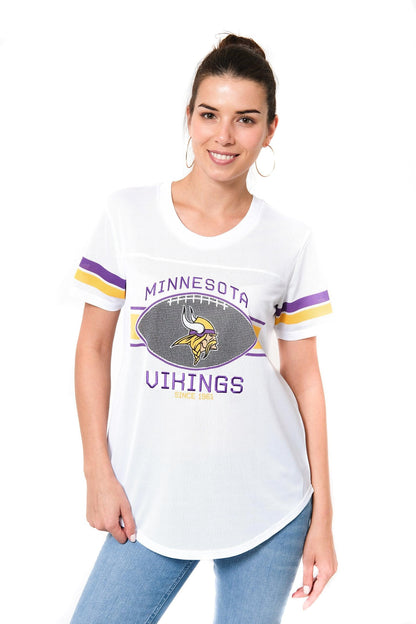 Ultra Game NFL Minnesota Vikings Womens Soft Mesh Jersey Varsity Tee Shirt|Minnesota Vikings - UltraGameShop