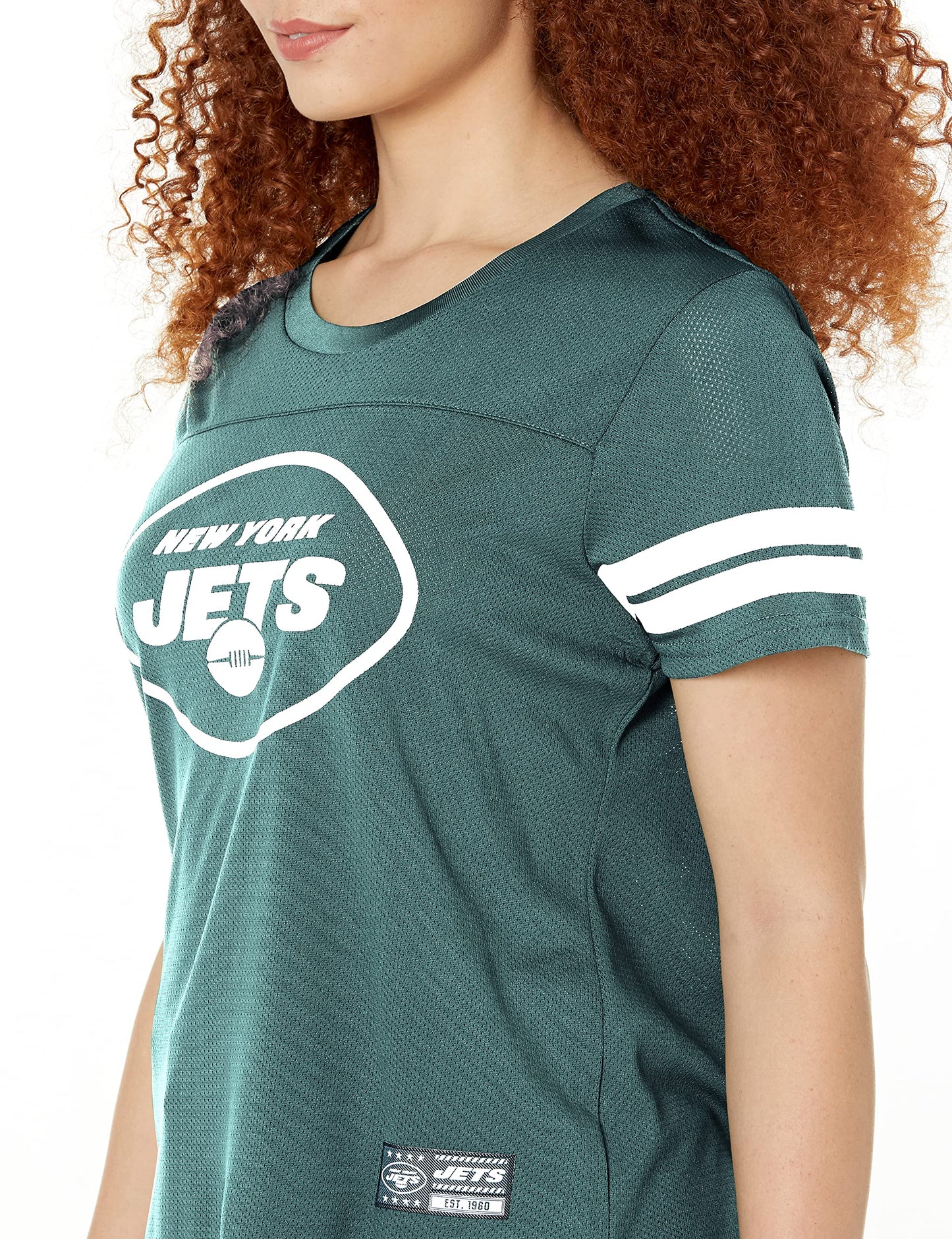 Ultra Game NFL New York Jets Womens Soft Mesh Varsity Stripe T-Shirt|New York Jets - UltraGameShop