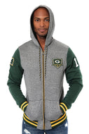 Ultra Game NFL Green Bay Packers Mens Full Zip Soft Fleece Letterman Varsity Jacket Hoodie|Green Bay Packers