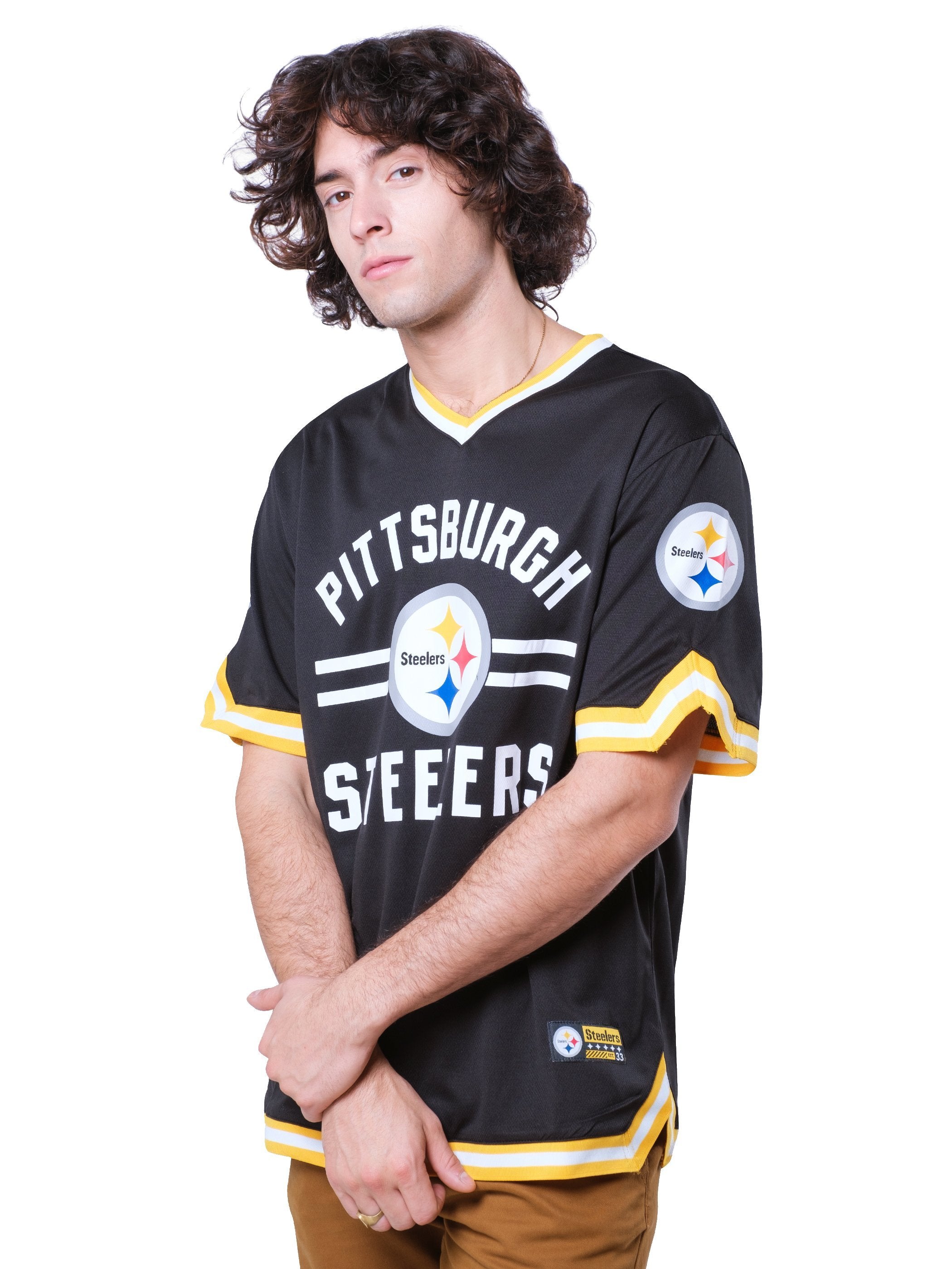 NFL Pittsburgh Steelers Men's Jersey Stripe V-Neck|Pittsburgh Steelers