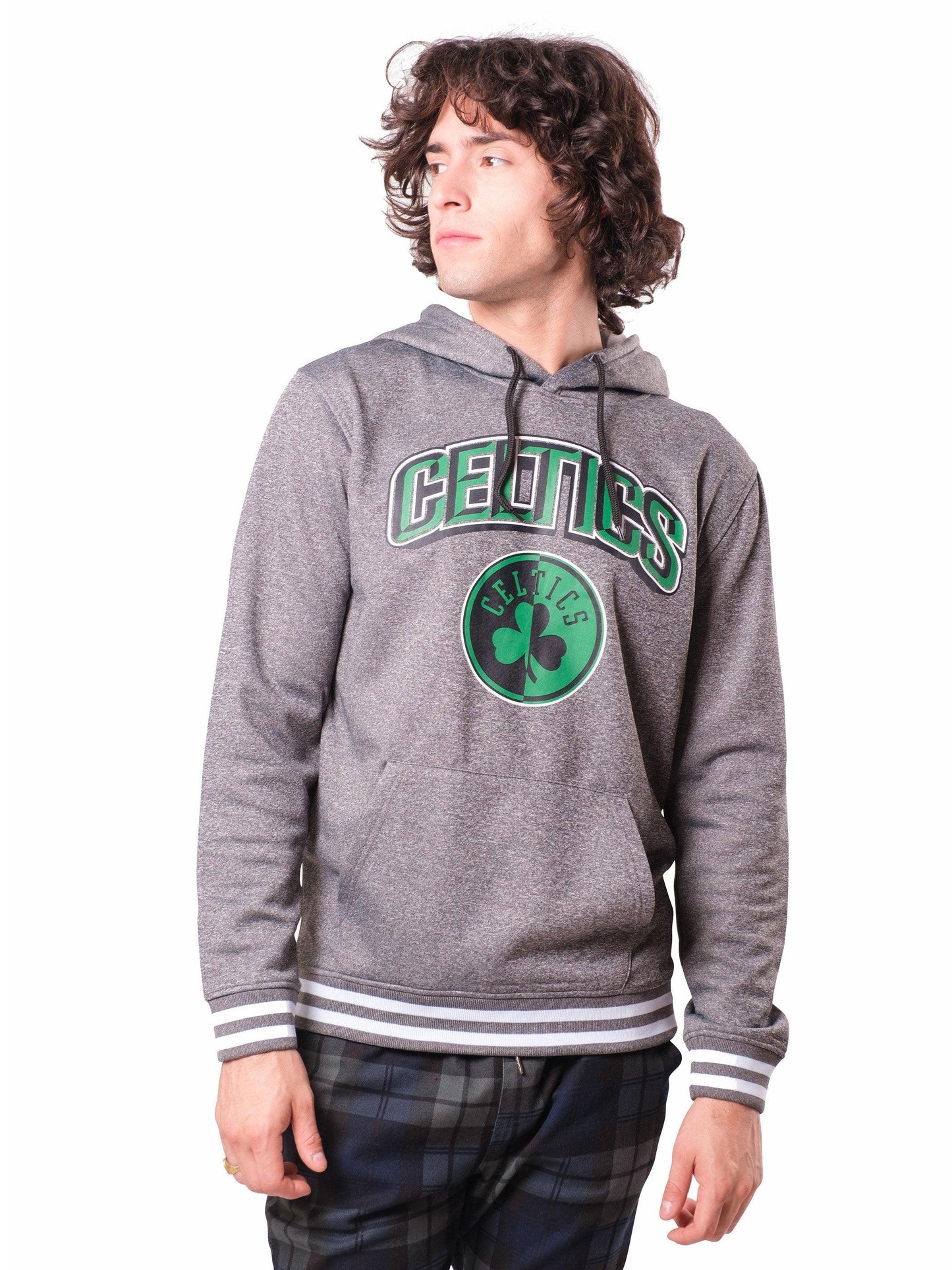 NBA Boston Celtics Men's Fleece Hoodie Rib Stripe|Boston Celtics - UltraGameShop