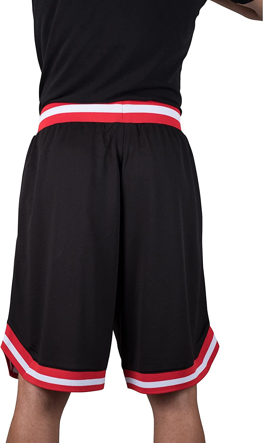 Ultra Game NBA Official Men’s Active Knit Basketball Training Shorts - Unisex, Detroit Pistons, Black|Detroit Pistons