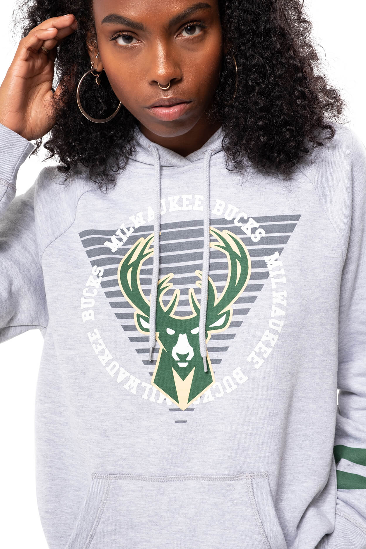 NBA Milwaukee Bucks Women's Hoodie Varsity Stripe|Milwaukee Bucks