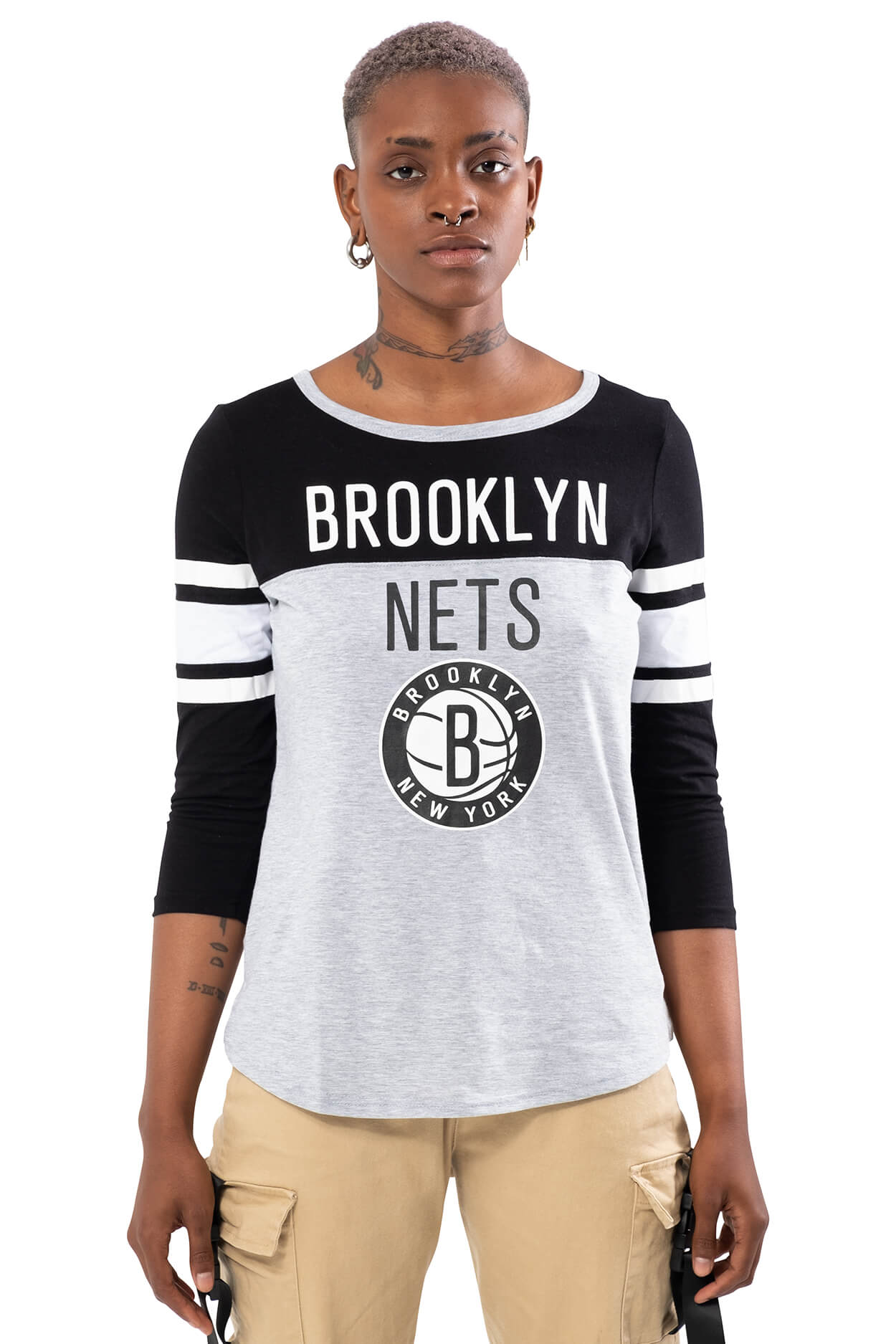 NBA Brooklyn Nets Women's Baseball Tee|Brooklyn Nets