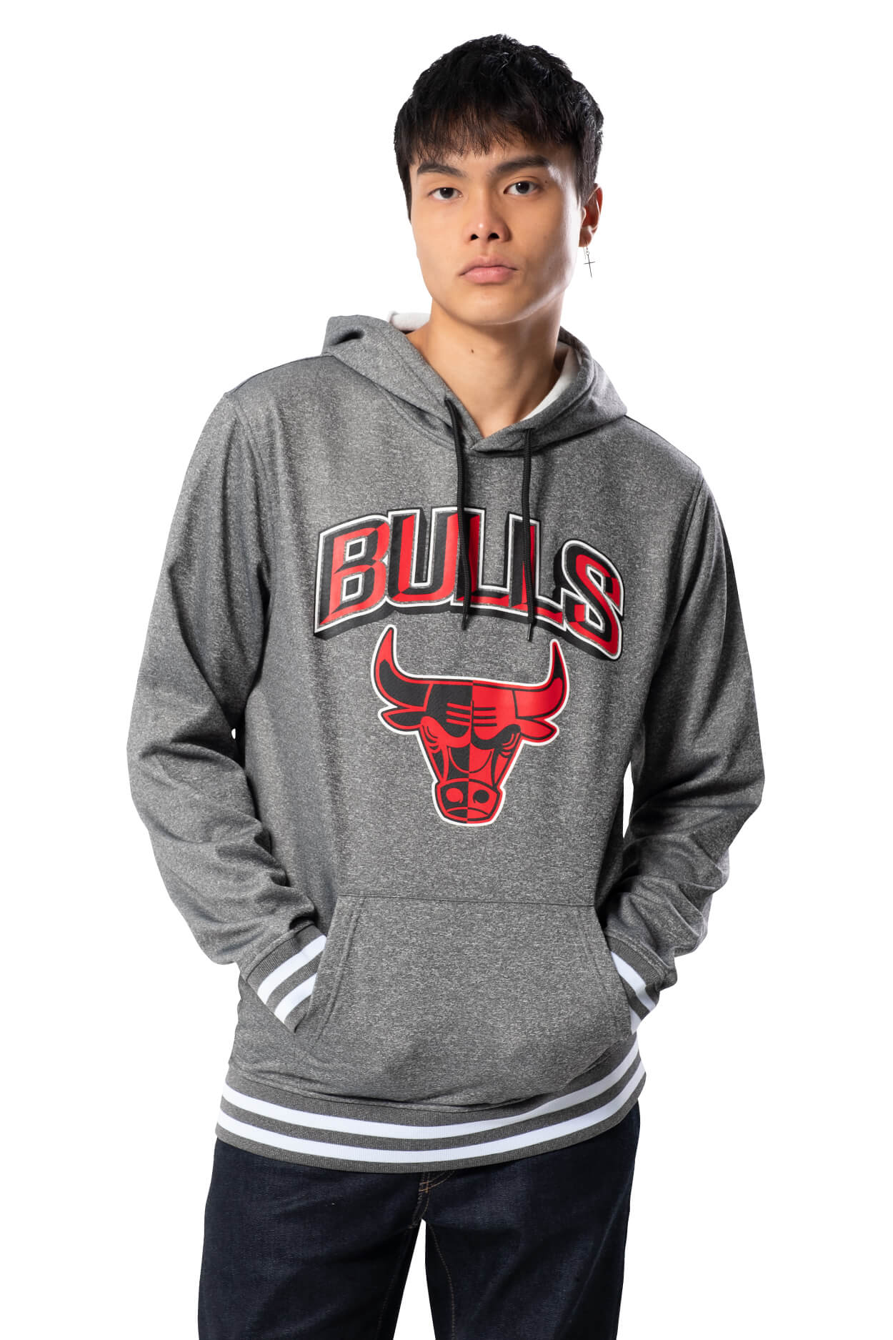 NBA Chicago Bulls Men's Fleece Hoodie Rib Stripe|Chicago Bulls