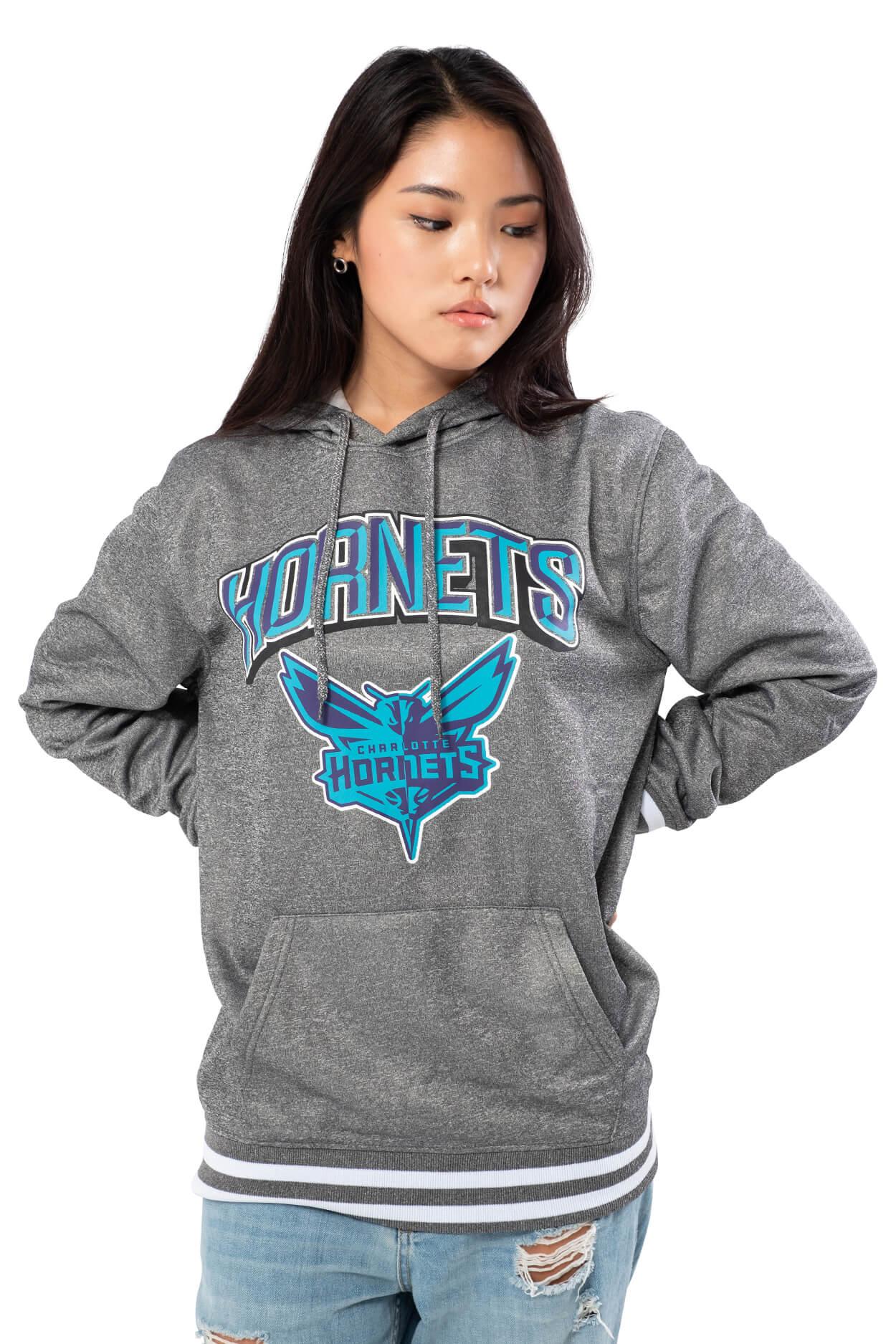 NBA Charlotte Hornets Men's Fleece Hoodie Rib Stripe|Charlotte Hornets - UltraGameShop