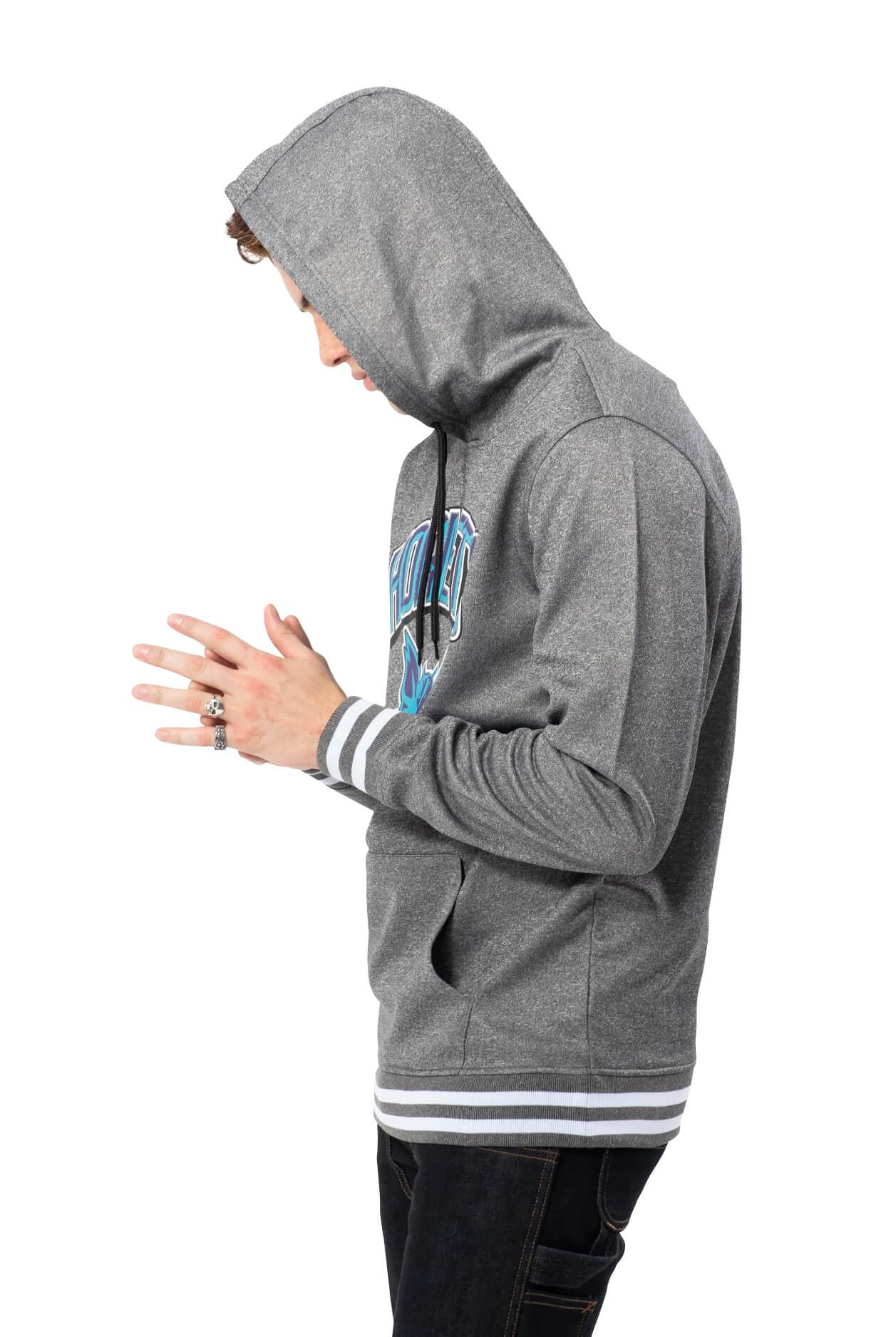 NBA Charlotte Hornets Men's Fleece Hoodie Rib Stripe|Charlotte Hornets - UltraGameShop