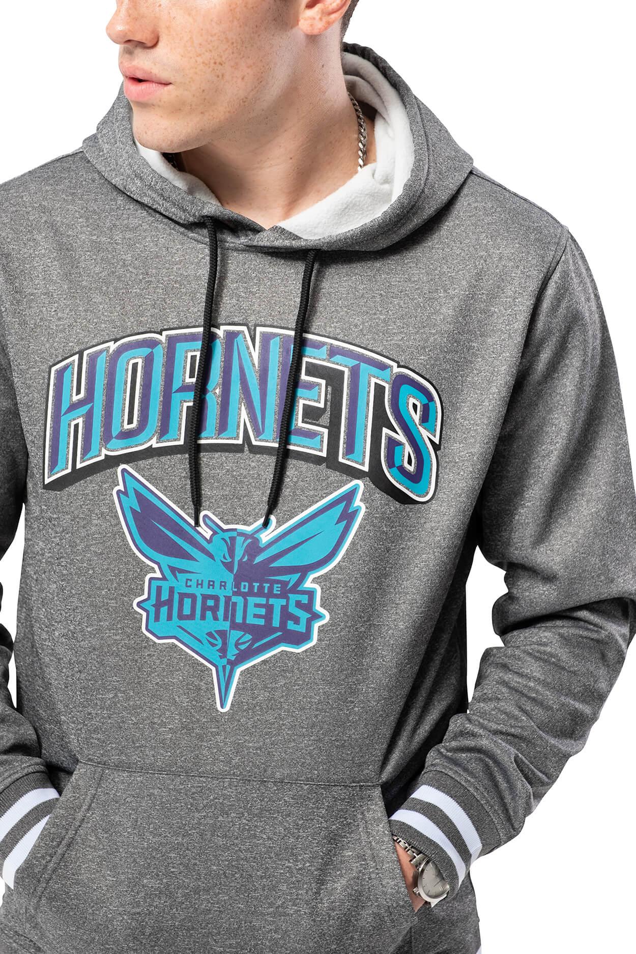 NBA Charlotte Hornets Men's Fleece Hoodie Rib Stripe|Charlotte Hornets - UltraGameShop