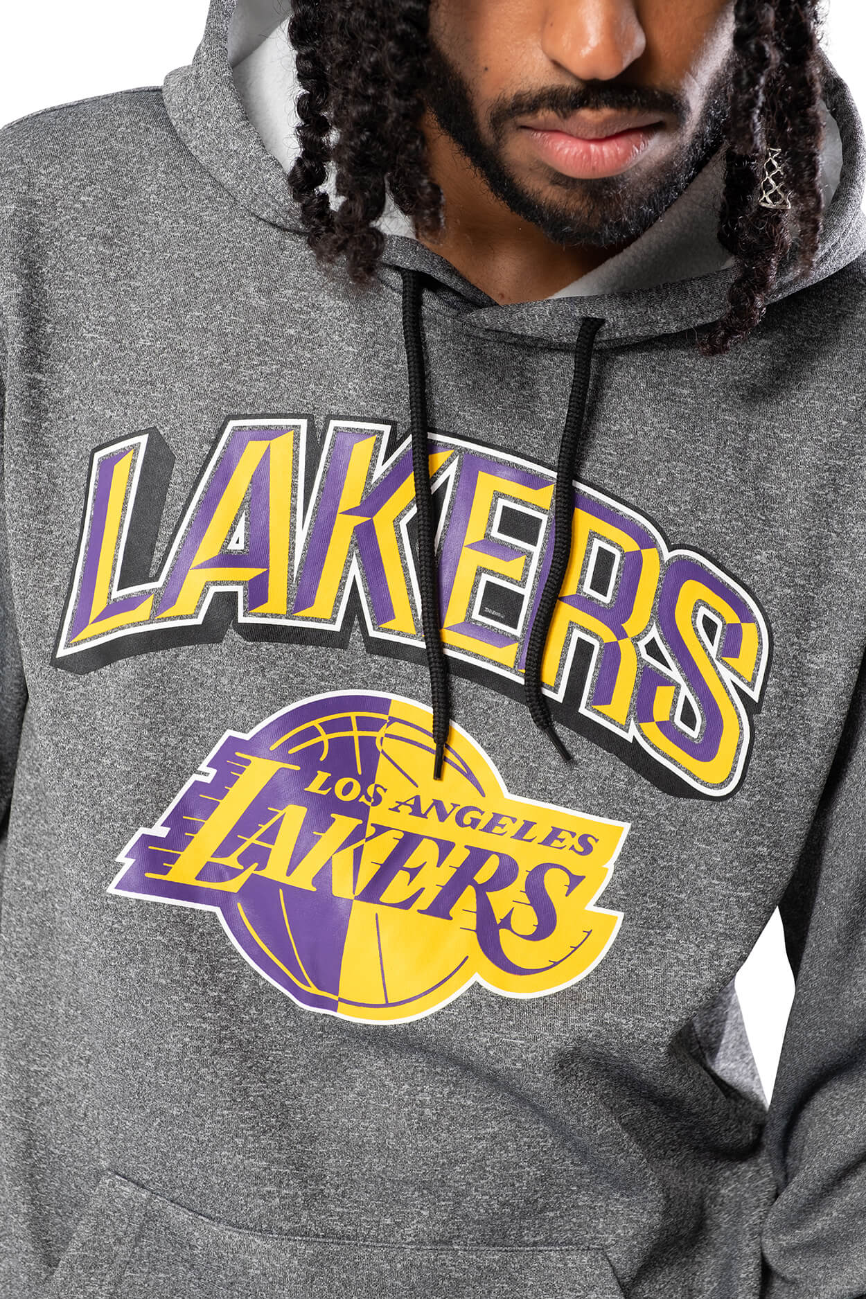 NBA Los Angeles Lakers Men's Fleece Hoodie Rib Stripe|Los Angeles Lakers