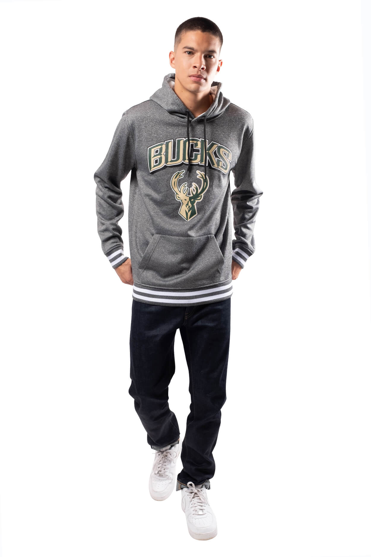 NBA Milwaukee Bucks Men's Fleece Hoodie Rib Stripe|Milwaukee Bucks