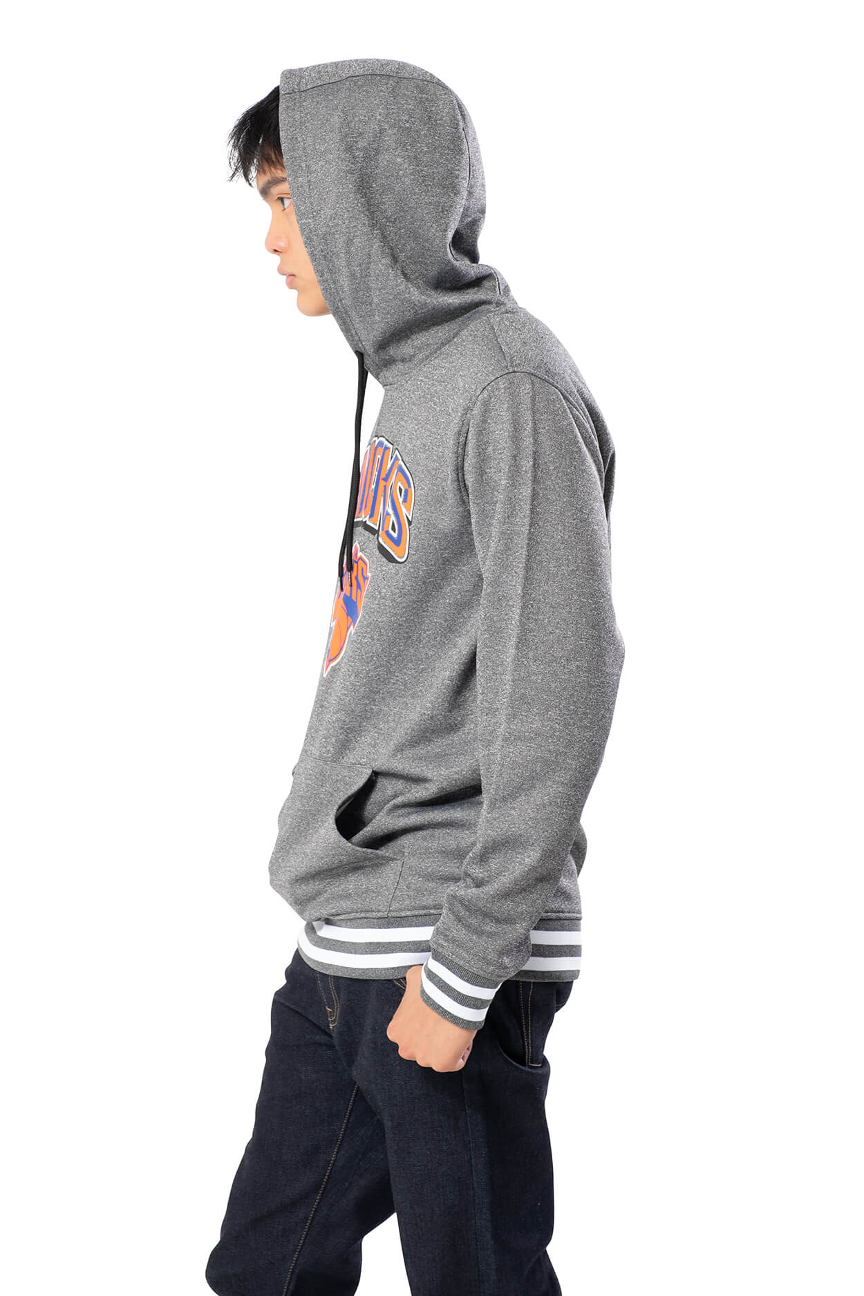 NBA New York Knicks Men's Fleece Hoodie Rib Stripe|New York Knicks