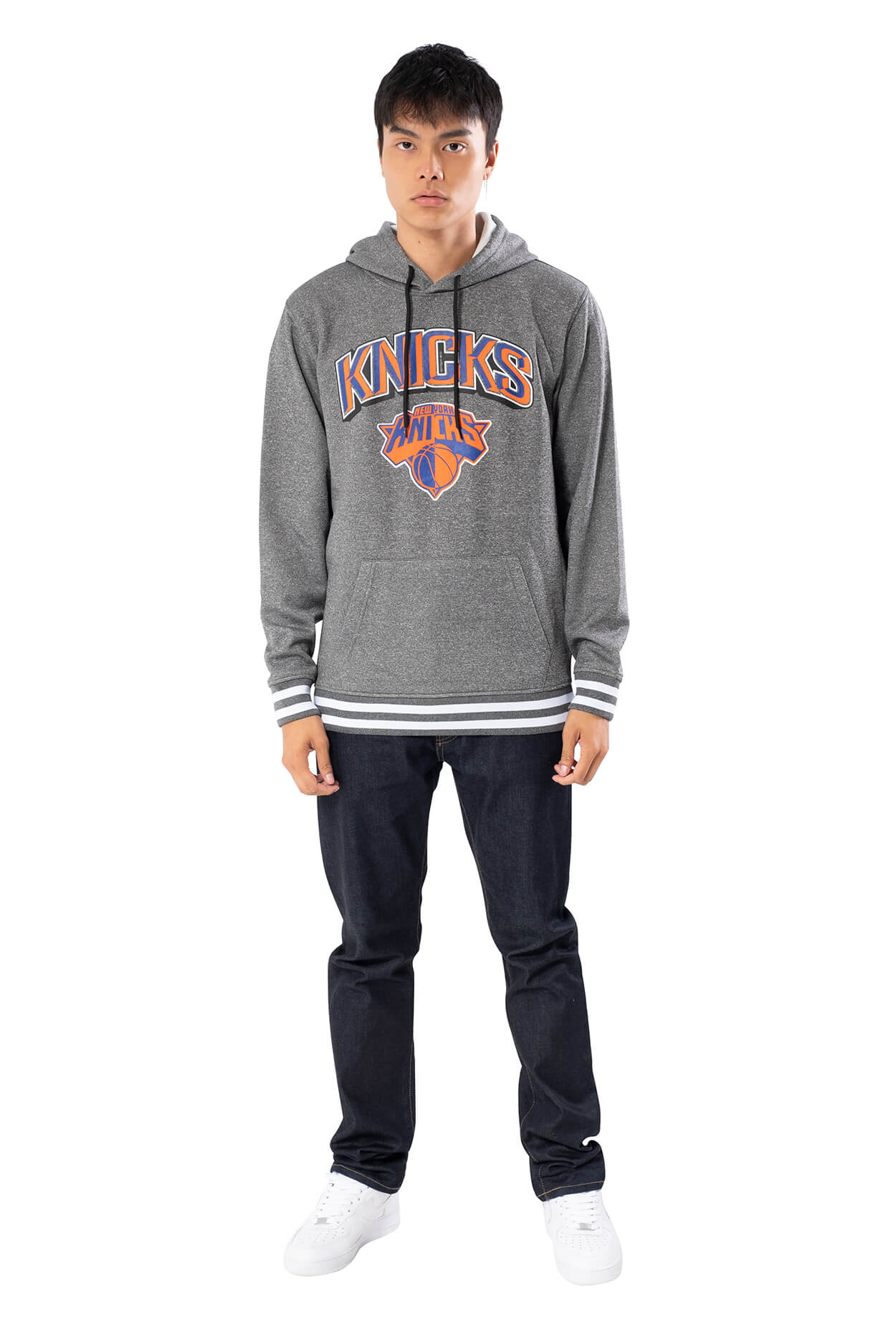 NBA New York Knicks Men's Fleece Hoodie Rib Stripe|New York Knicks