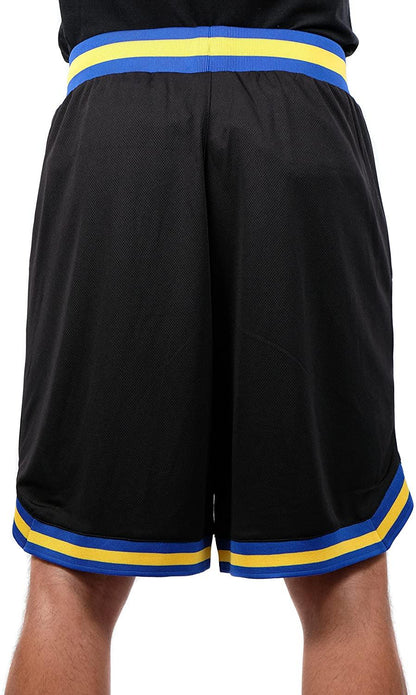 Ultra Game NBA Official Men’s Active Knit Basketball Training Shorts - Unisex, Golden State Warriors, Black|Golden State Warriors