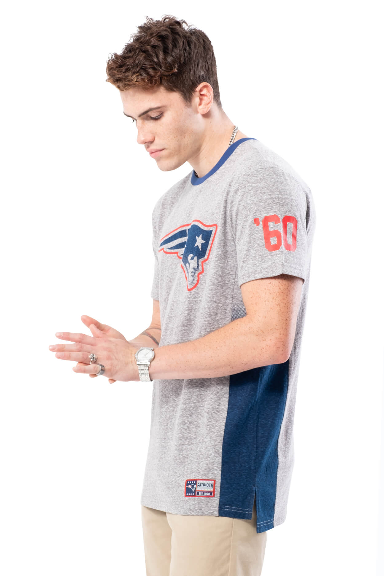 NFL New England Patriots Men's Vintage Ringer Short Sleeve Tee|New England Patriots