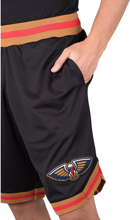 Ultra Game NBA Official Men’s Active Knit Basketball Training Shorts - Unisex, New Orleans Pelicans, Black|New Orleans Pelicans