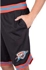 Ultra Game NBA Official MenÄôs Active Knit Basketball Training Shorts - Unisex, Oklahoma City Thunder, Black|Oklahoma City Thunder