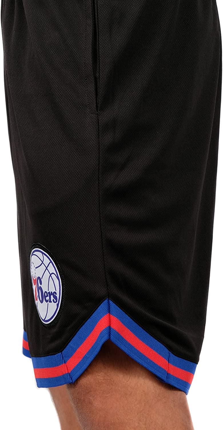 Ultra Game NBA Official Men’s Active Knit Basketball Training Shorts - Unisex, Philadelphia 76ers, Black|Philadelphia 76ers